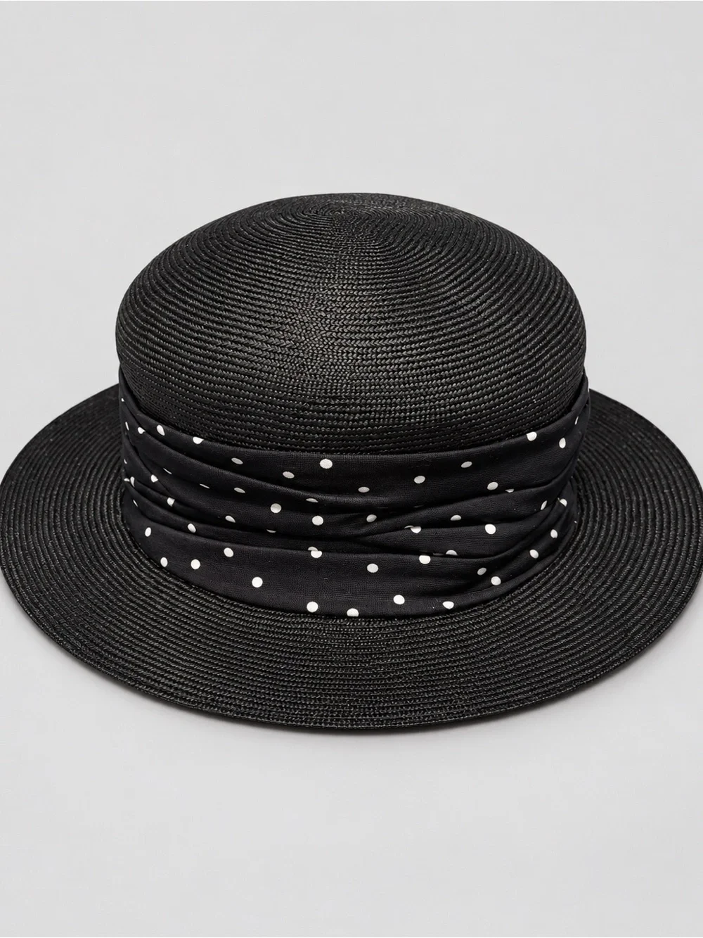 Vintage 1980s/1990s Laura Ashley Black Straw Hat Made in Great Britain